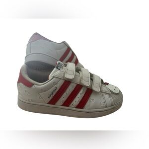 Adidas White and Red Velcro‎ Strap Sneakers